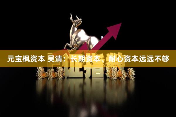 元宝枫资本 吴清：长期资本、耐心资本远远不够