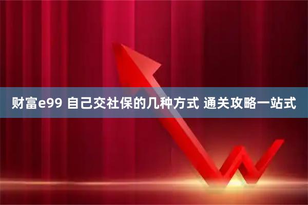 财富e99 自己交社保的几种方式 通关攻略一站式