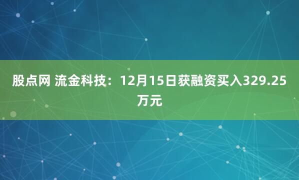 股点网 流金科技：12月15日获融资买入329.25万元