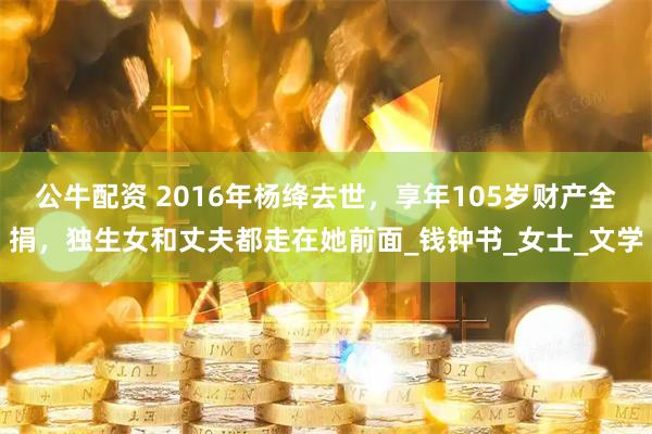 公牛配资 2016年杨绛去世,享年105岁财产全捐,独生女和丈夫都走在她前面_钱钟书_女士_文学